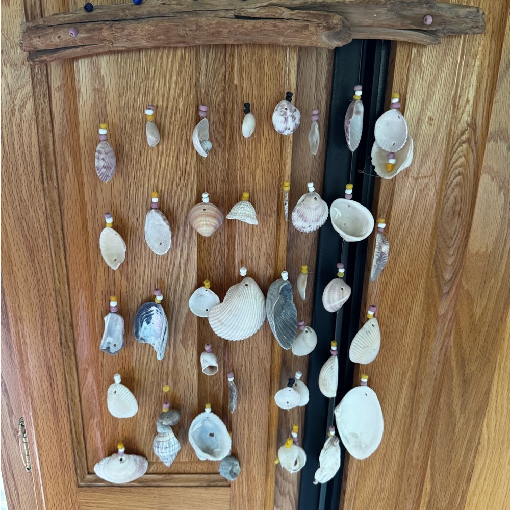 Hand Made Driftwood Seashell  Wind Chime Mobile Beaded Vintage Beachy Cottage